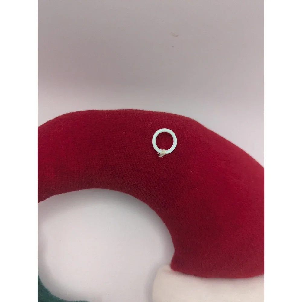 Vtg Plush Santa Claus Christmas Wreath Half Moon Holiday‎ Decoration Holly Berry